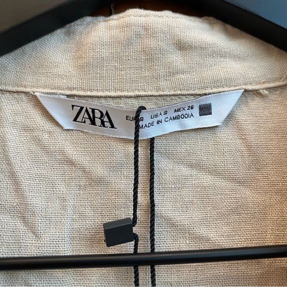 ZARA LACE TRIM LINEN BLEND MINI DRESS, SIZE S - Picture 7 of 12